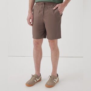 PACT Boulevard Brushed Twill Shorts Brown Medium Organic Cotton